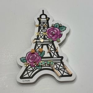 NWT Paris Themed Earrings Eiffel Camera Bows Pearl